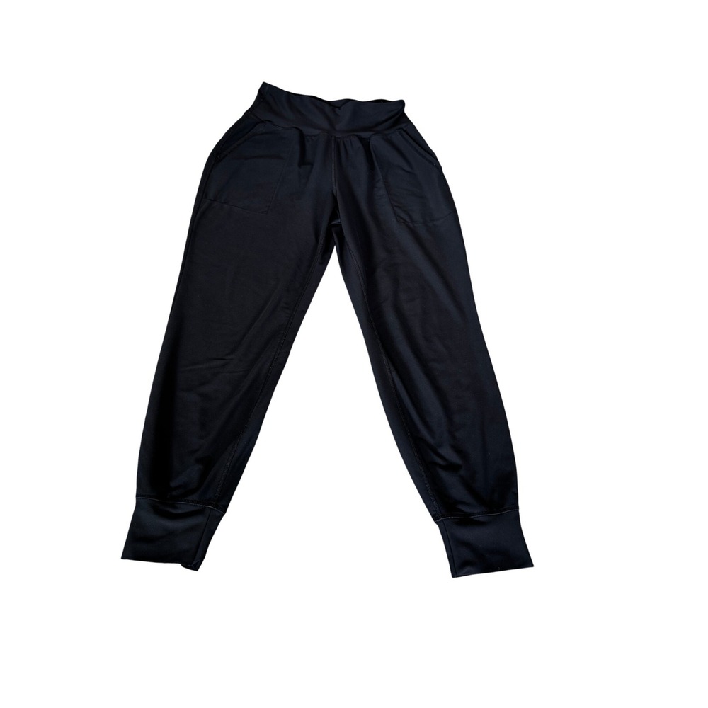 Old Navy Active Womens High Waisted Joggers Black Pockets Tapered Leg Cuffed M